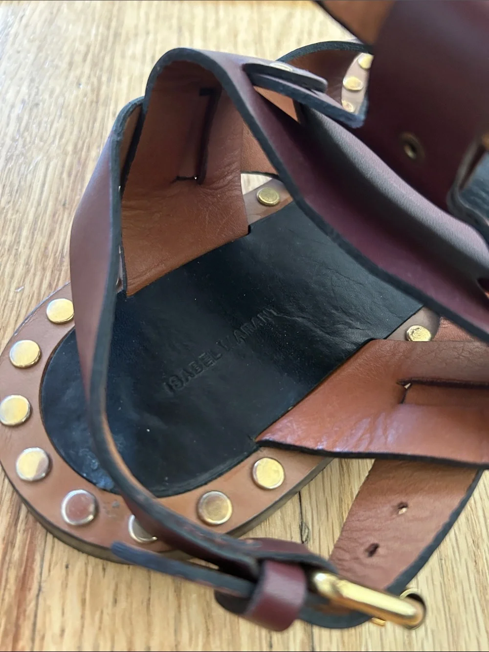 Isabel Marant Brown and Black Studded Leather Sandals